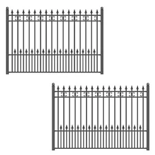 ALEKO Yard Garden Steel Fence 8' x 5' Black Venice Style Set of 2 Panels