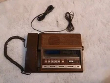 VINTAGE Soundesign 7561 Phone  Stereo Alarm Clock Black/Wood Radio Tested Works