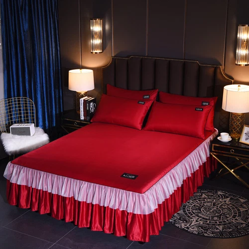 Luxus Satin Seide Bett Rock Staub Rüschen Elegant Bettlaken 14" Drop Queen King - Bild 33 von 41