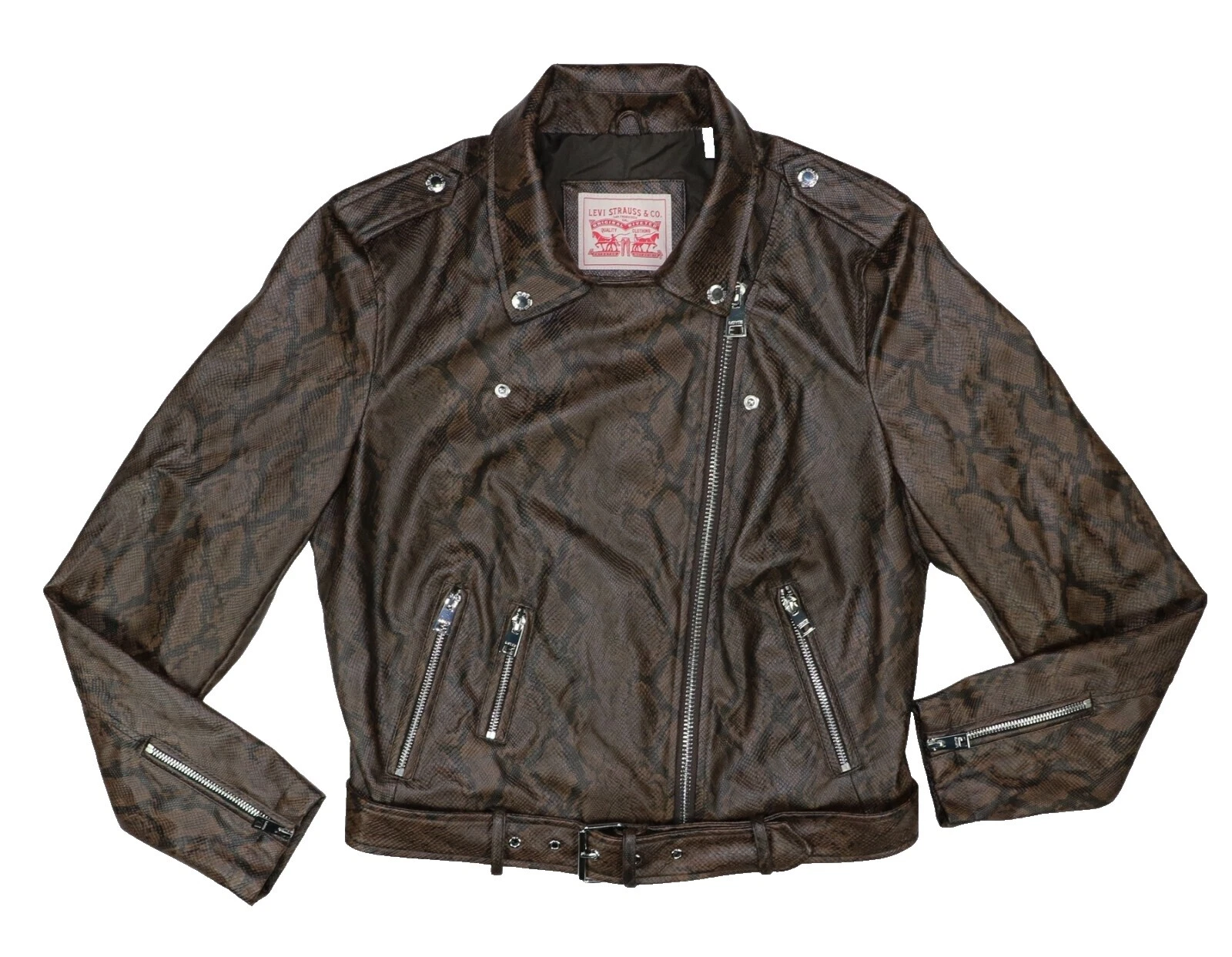 Chaqueta de Motocicleta Estampado Animal Marrón abrigos, chaquetas y chalecos para Mujeres