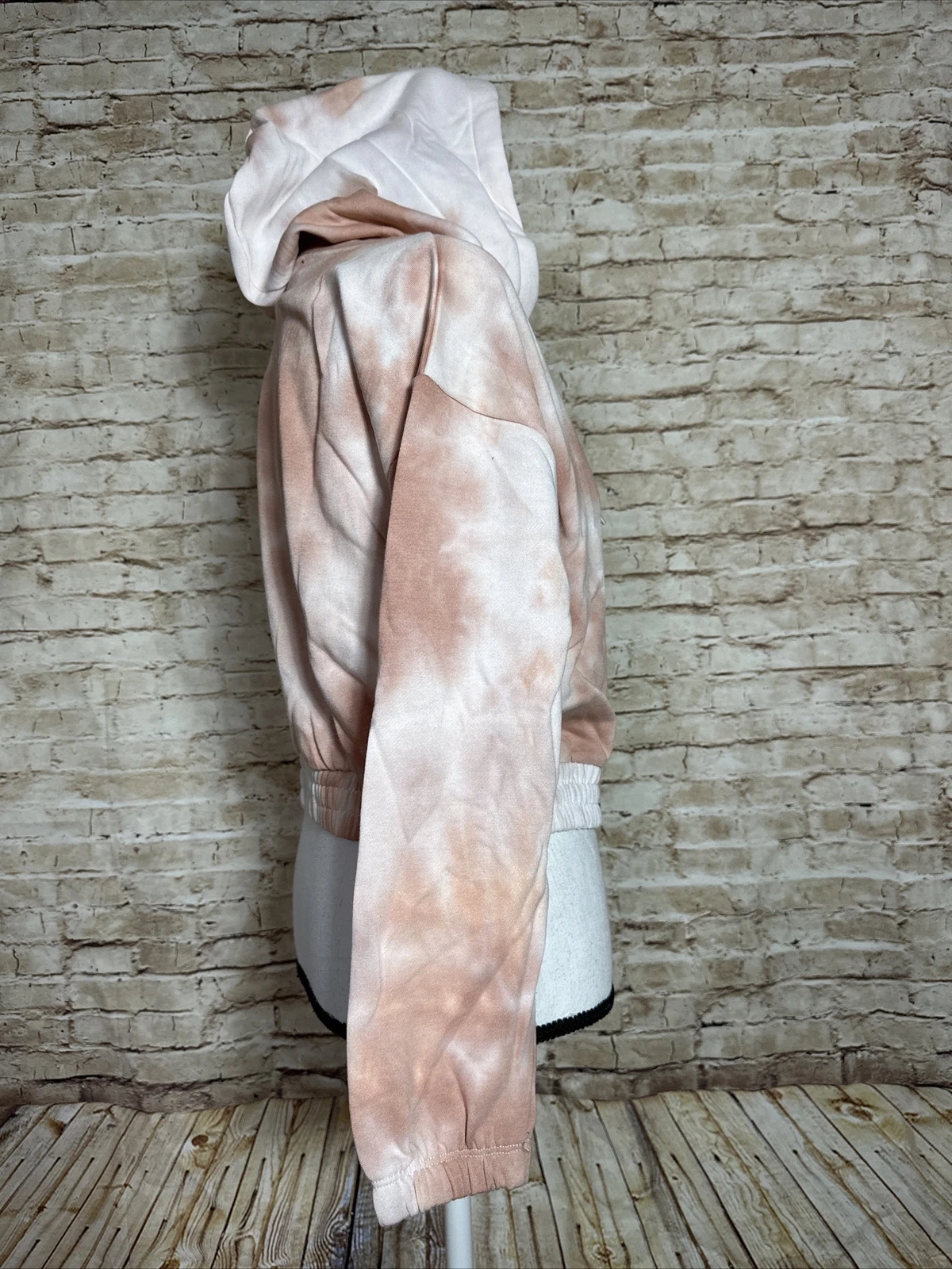 OFF WHITE Pullover donna M cropped top tie dye felpa con cappuccio beige bianco 60% cotone