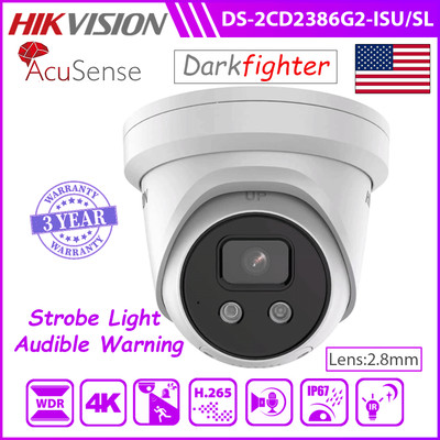 Hikvision DarkFighter DS-2CD2386G2-ISU/SL 2.8mm 4K IP Camera PoE Audio Alarm US