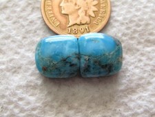 2 Kingman Pyrite Turquoise Cabochons 11 carats Arizona Cabs Matching Set Block
