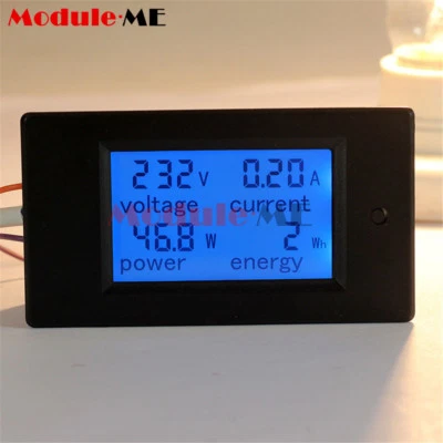 MARKENLOS 20A AC Digital LCD Panel Power Meter Monitor Power Energy Ammeter Voltmeter