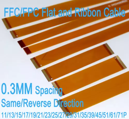 FFC/FPC 0.3mm Spacing 11P~71P Flat and Ribbon Cable LVDS MIPI LCD 6cm~20cm