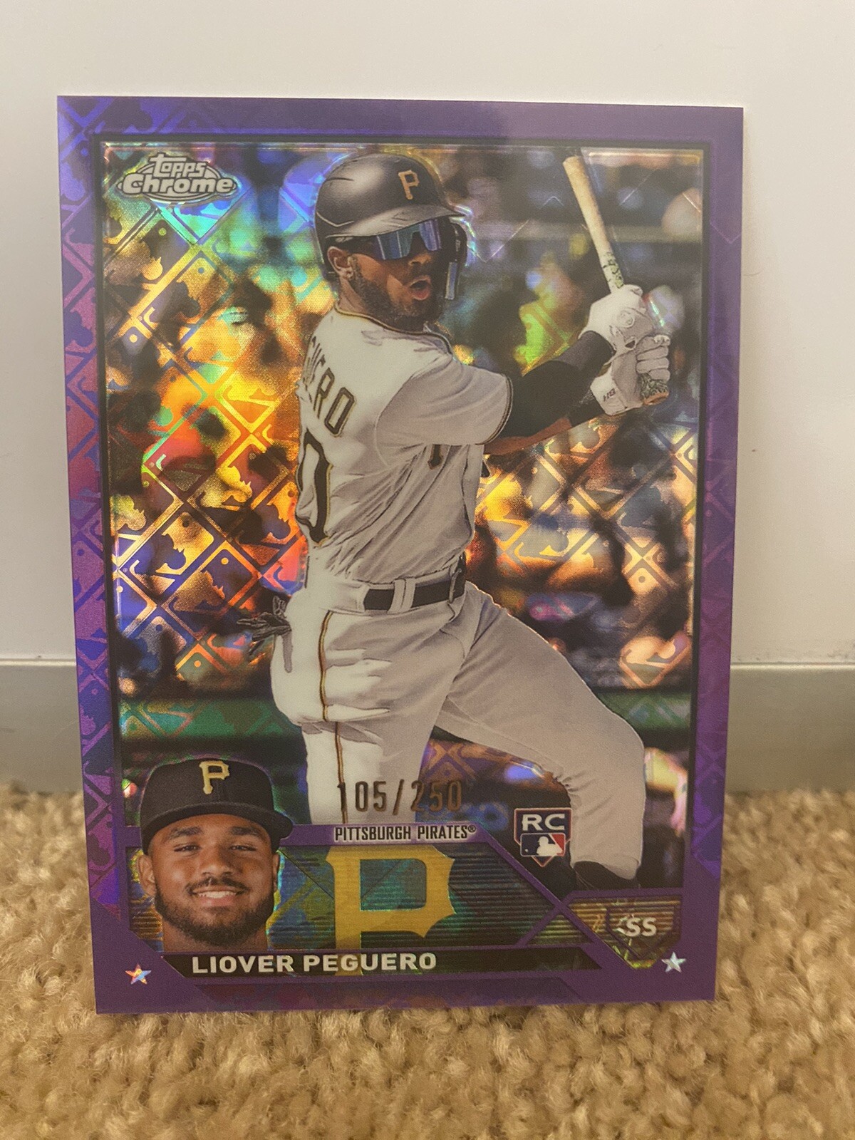 2023 Topps Chrome Logofractor Edition #72 Liover Peguero Purple /250 Pirates