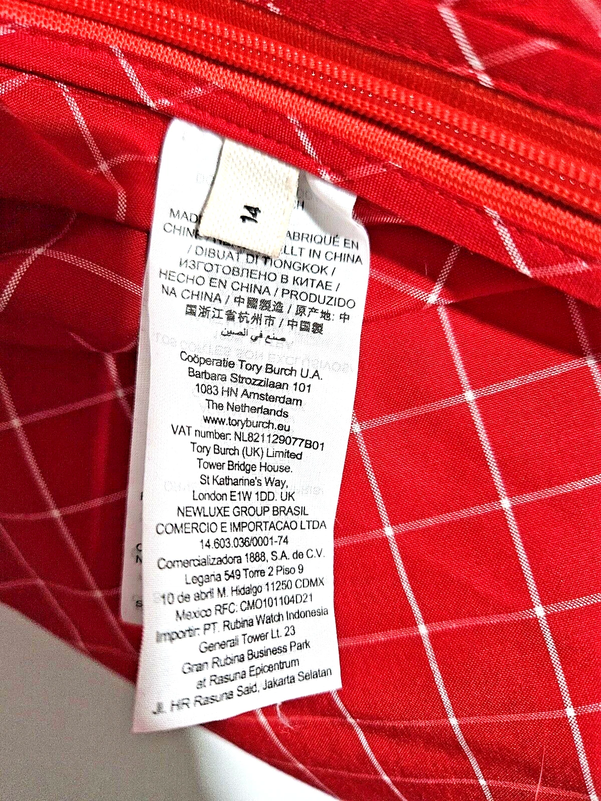 Nuova con etichetta Tory Burch finestra seta top rosso bianco taglia 14 100% AUTENTICA