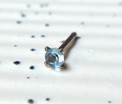 1pc Surgical Steel Nose Stud Ring w/ Round Prong Set Gem 18g or 20g 