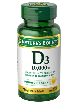 NATURE'S BOUNTY D3 250 MCG 10,000 IU RAPID RELEASE SOFT GEL 72
