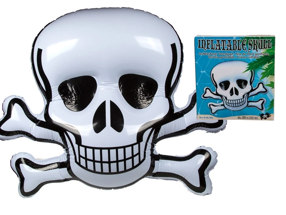 Calavera inflable extra grande y huesos cruzados 135 x 110 cm pirata / utilería de Halloween Foto 2 de 3