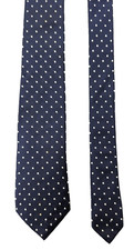 Brooks Brothers Tie Red Fleece Young Mens Navy Blue Dotted 100 Silk Made in USA