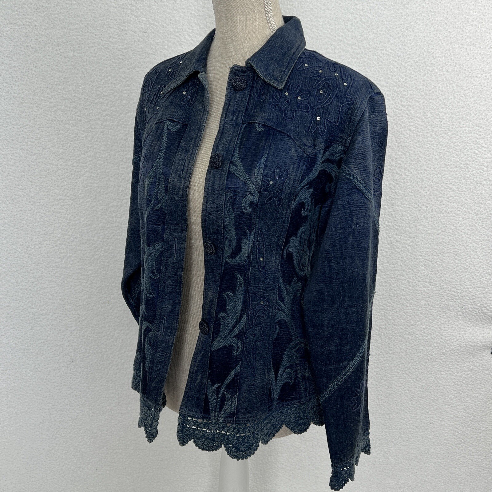 Vintage Flashback Womens Soft Denim Jacket Petite Med… Gem