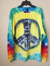 Handmade Liquid Peace Tie Dye Shirt Sz L Unisex Gildan Cotton Long Sleeve (T004)