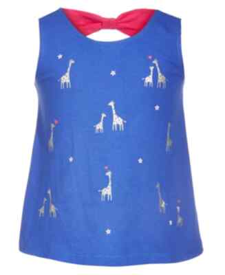New Impressions Baby Girls Giraffe Bow Back Top, Rich Periwinkle, 12 Months