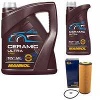 MotoröL Set Mannol 5W-40 Ceramic 6 Liter + ÖLfilter FüR Seat Leon 2.8 Cupra 1M1