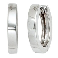 Ohrringe Creolen Creole 15Mm 925 Silber Rhodiniert Flach Ohrschmuck Damen