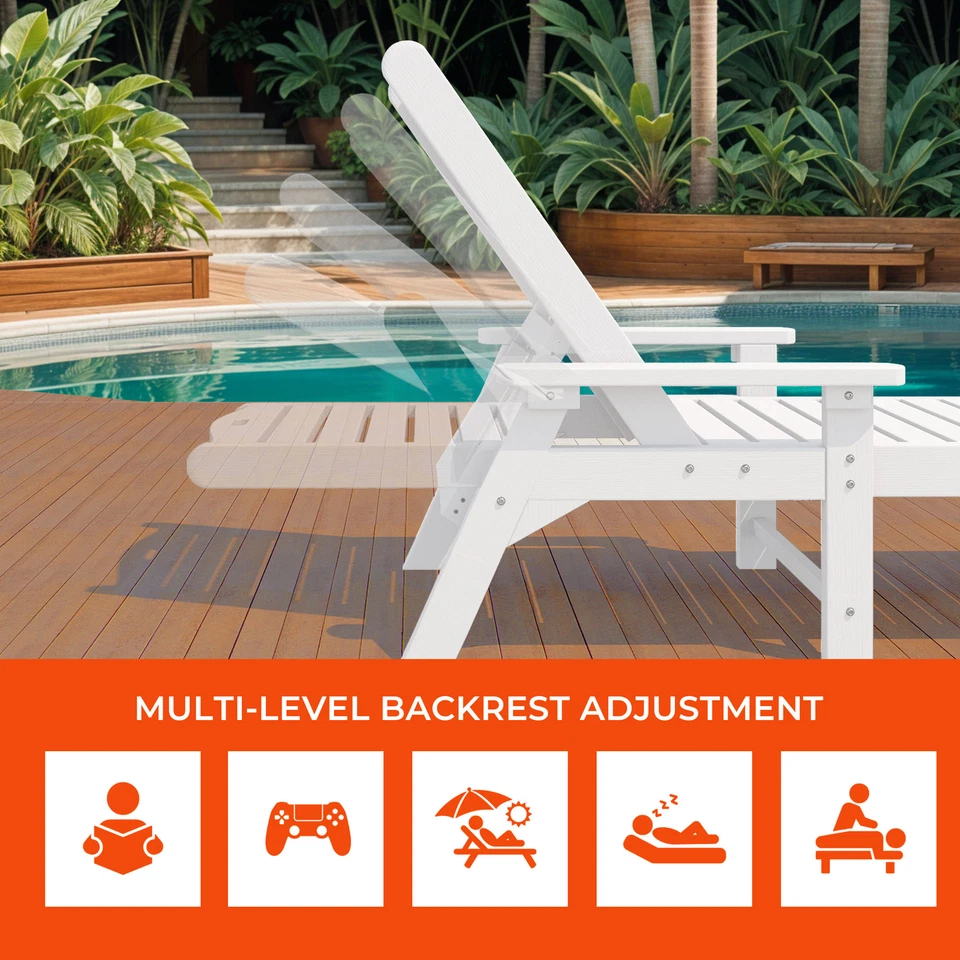 Chaise Lounge Silla de Playa 2 PIEZAS Respaldo Ajustable Todo Impermeable Piscina Patio Foto 2 de 4