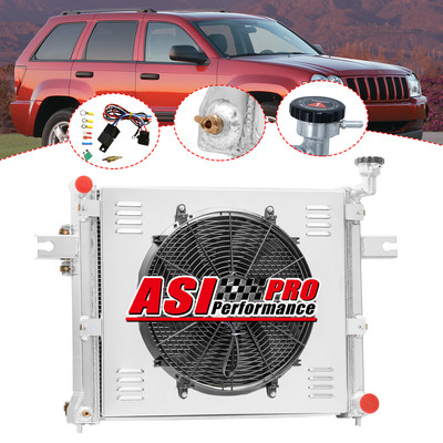 3 Rows Radiator+Shroud Fan Fit 05-10 Jeep Grand Cherokee Commander 3.0 V6 4.7 V8