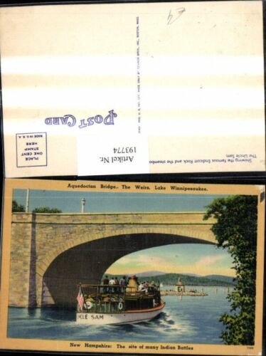 193774,New Hampshire Lake Winnipesaukee The Weirs Aquedoctan Bridge Brücke Schif - Foto 1 di 1
