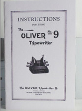 Oliver Typewriter model #9 manual, faithful reproduction