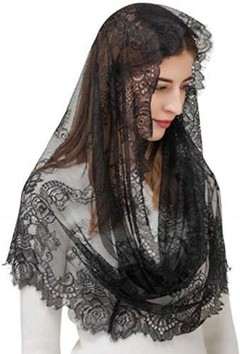 Spanish Style Church Lace Veils- Traditional Vintage Mantilla Veil Black 