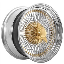 Std 100-spoke Sl La Wire Wheels 15x7 Chrome With Gold Accents Rims 4pcs C3 Std 100-spoke Sl La Wire Wheels 15x7 Chrome With Gold Accents Rims 4pcs C3