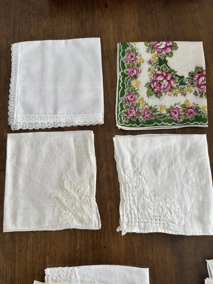 Лот 23 винтажные женские носовые платки с цветочной вышивкой смешанный лот - Изображение 2 из 4