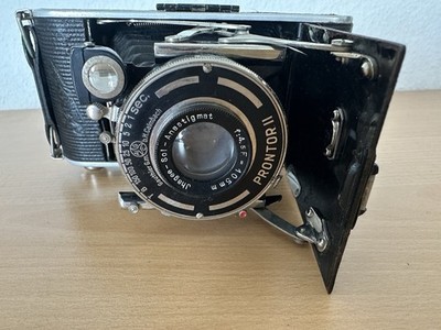 Seltene Ihagee 6x9 Faltkamera Prontor II Anastigmat 105mm Ledertasche