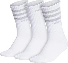 Adidas Women's 3-Stripe Performance Aeroready 3 Pair Crew Socks Shoe Size 5-10