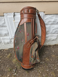 Daiwa Canvas & Leather Golf Bag Brown/Green 4 Way Divider Shoulder Strap Zip