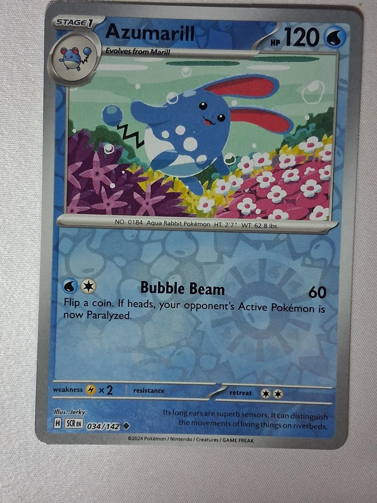 Azumarill 34/142 Uncommon Stellar Crown Pokemon Reverse Holo Near Mint