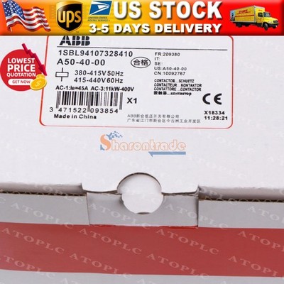 New ABB A50-40-00 Contactor 24V、110V 50Hz / 110-120V 60Hz、220-230V US Free TAX