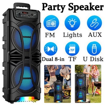 6800W Portable Bluetooth Speaker Dual Sub woofer Party Heavy Bass Sound System