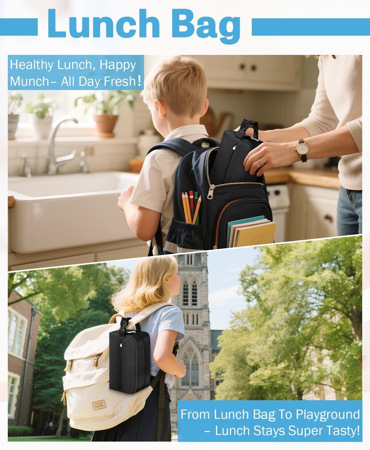 Insulated Lunch Box,Foldable, Compact Lunch Bag, Black,5-Can Capacity (3 Liters)