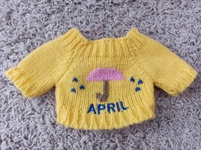 Bear Sweater April Showers Months of the Year EUC 1999