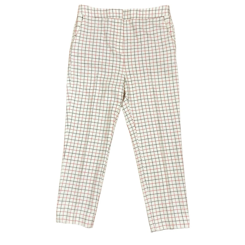 Rag & Bone Pants Women’s Sz 6 High Rise Lambswool Ivory Poppy Check Ankle Length - Image 3 of 4