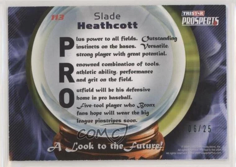 2009 TRISTAR Prospects Plus Crystal Ballers Green /25 Slade Heathcott #113 Auto - Image 2 of 2