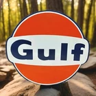 1940's Rare Vintage - GULF Die Cut Porcelain Enamel 52"x48" Double Sided Sign.