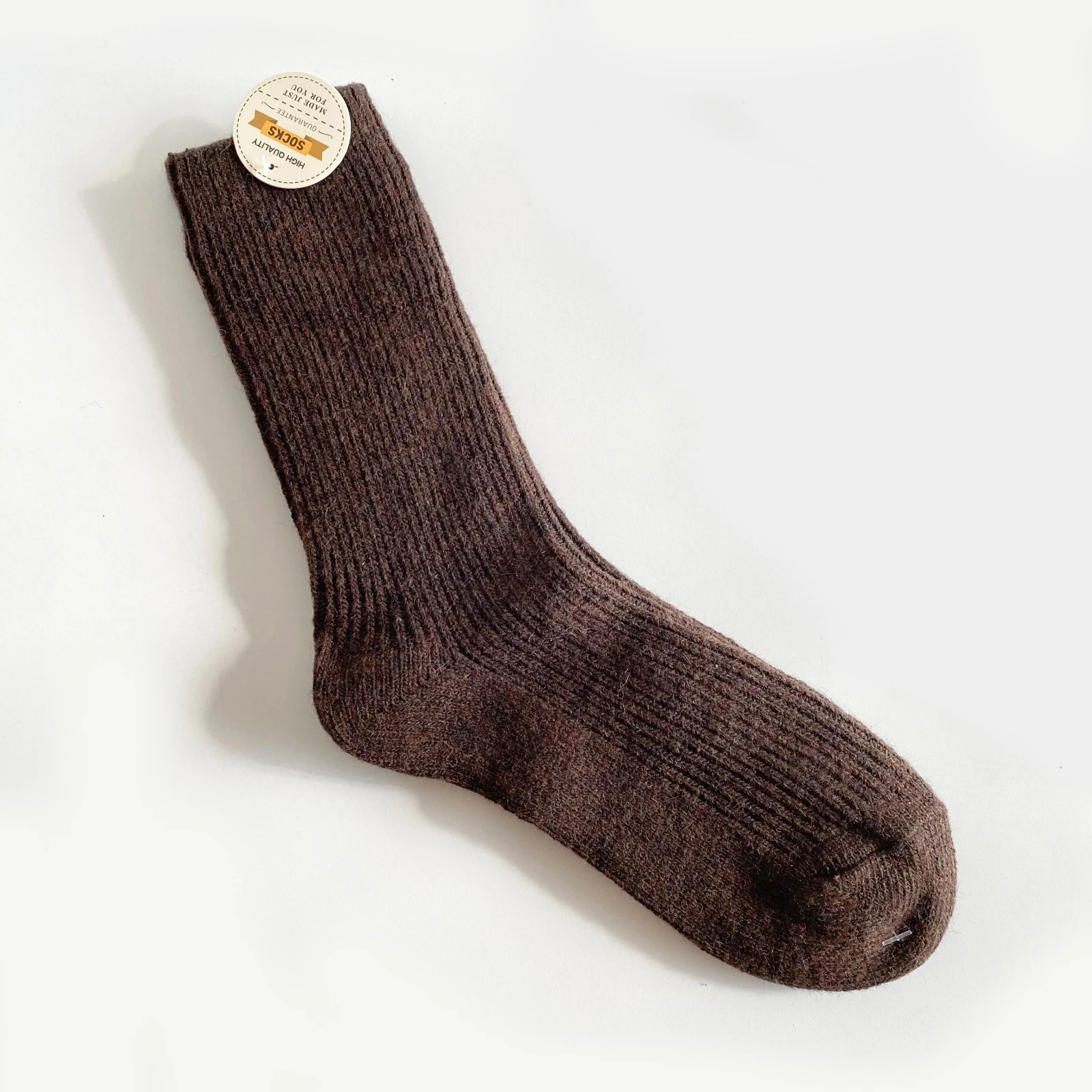 NWT Irish 100% Natural Undyed Wool Crew Socks Brown NWT High Quality