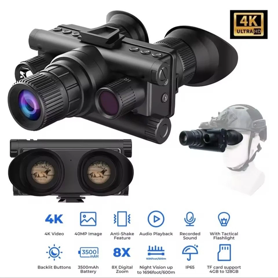 Visore Notturno Binocolo 4k ×8 Visione Notturna Da Caccia Softair - Immagine 2 di 4