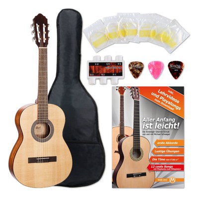 Super Cort AC200 3/4 OP Einsteiger Klassikgitarre im Set mit Gigbag & Zubehör