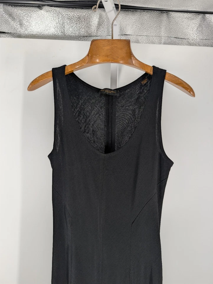 VINTAGE 90s DONNA KARAN NEW YORK Black Bodycon Maxi Dress  Minimalist Sz 6 USA - Image 4 of 4