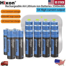 Hixon 1.5V AA Lithium Rechargeable Batteries Charger 3500mWh AA Batteries LOT