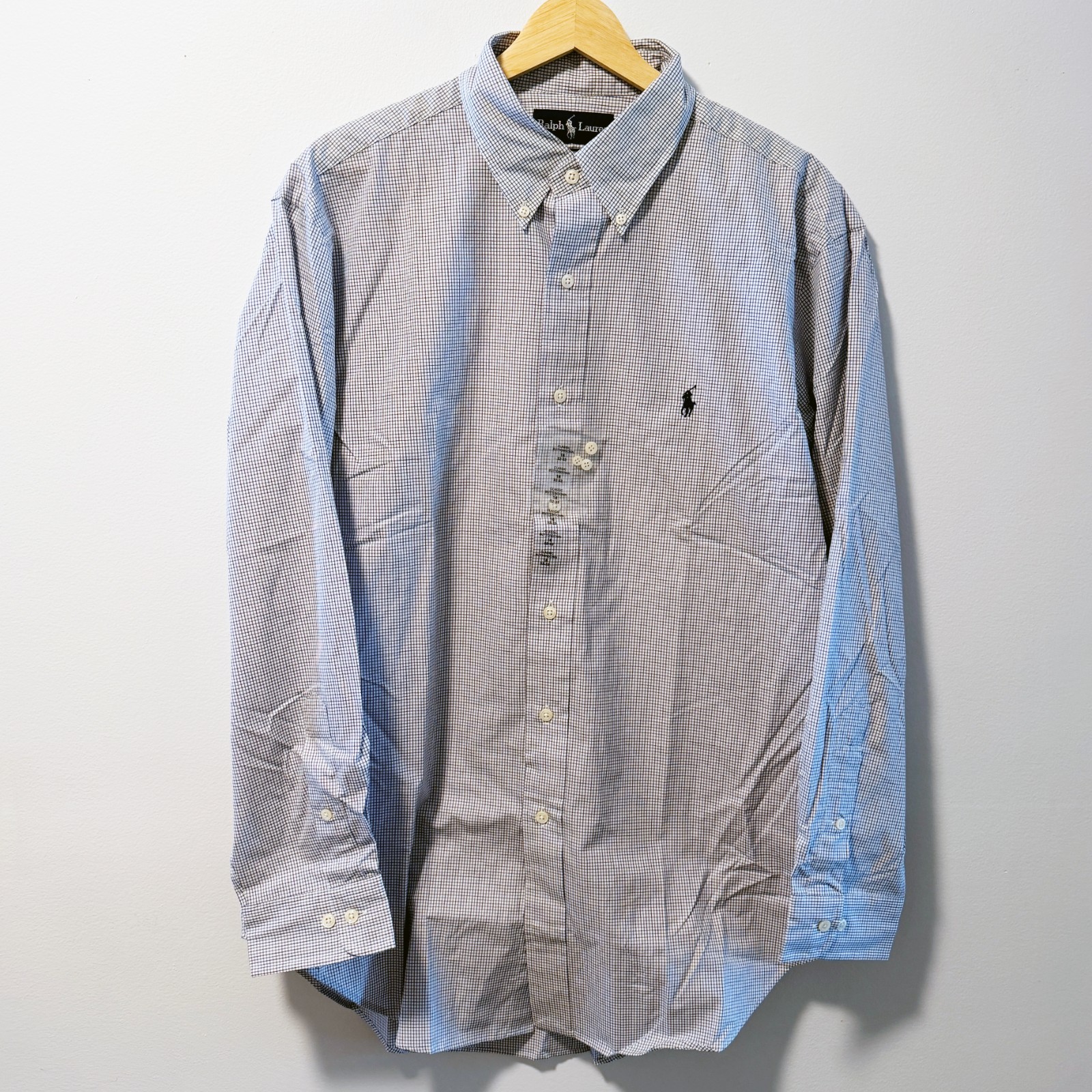 Polo Ralph Lauren Classic Fit Shirt NWT Size 16 32/33 Navy White Check Cotton