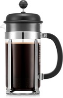 Bodum Caffettiera French Press Schwarz 1L 8 Tassen Kaffeebereiter Glas Edelstahl