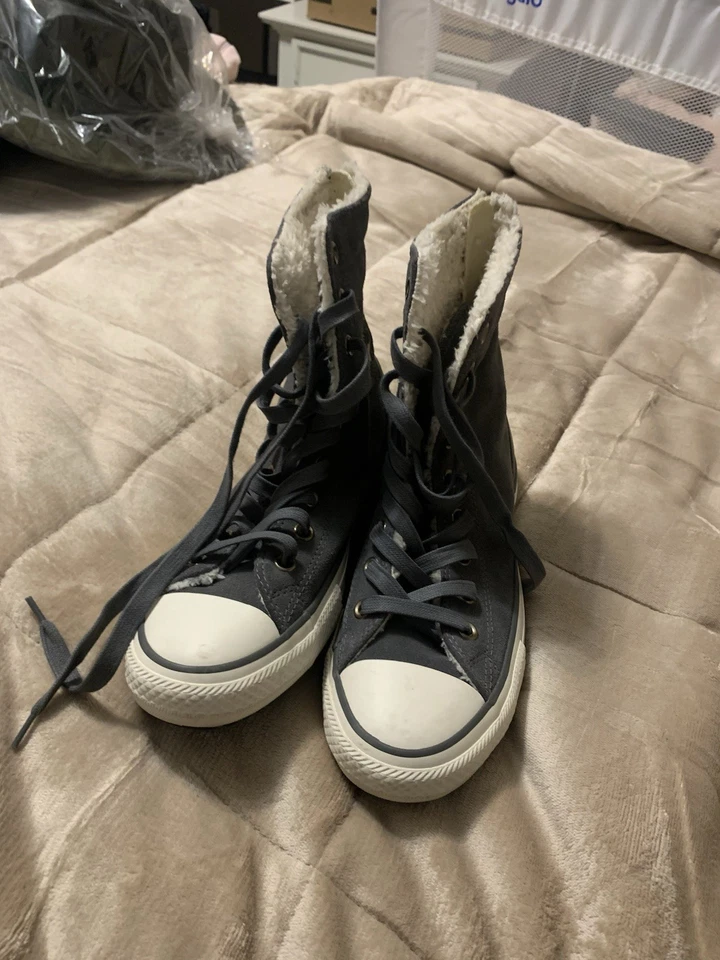 ZAPATOS CONVERSE ALL STAR CHUCK TAYLOR HI STORM CUERO GRIS VIENTO TALLA 7.5-Wmns 8.5 Foto 3 de 4