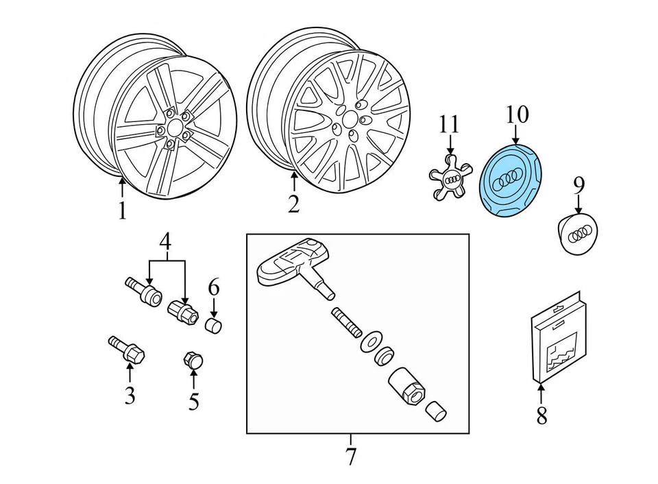 AUDI TTS QUATTRO 2009-2015 - Tapa central rueda/llanta 8J0601165A Foto 3 de 4