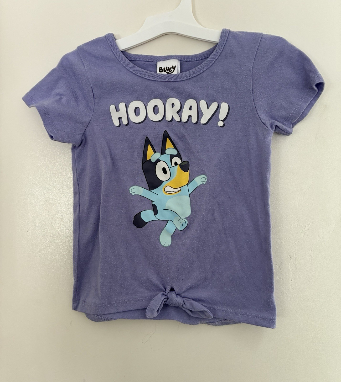 Bluey Kid Girl Hooray! Bluey Graphic Tie Front Short Sleeve Shirt Light Purple 6