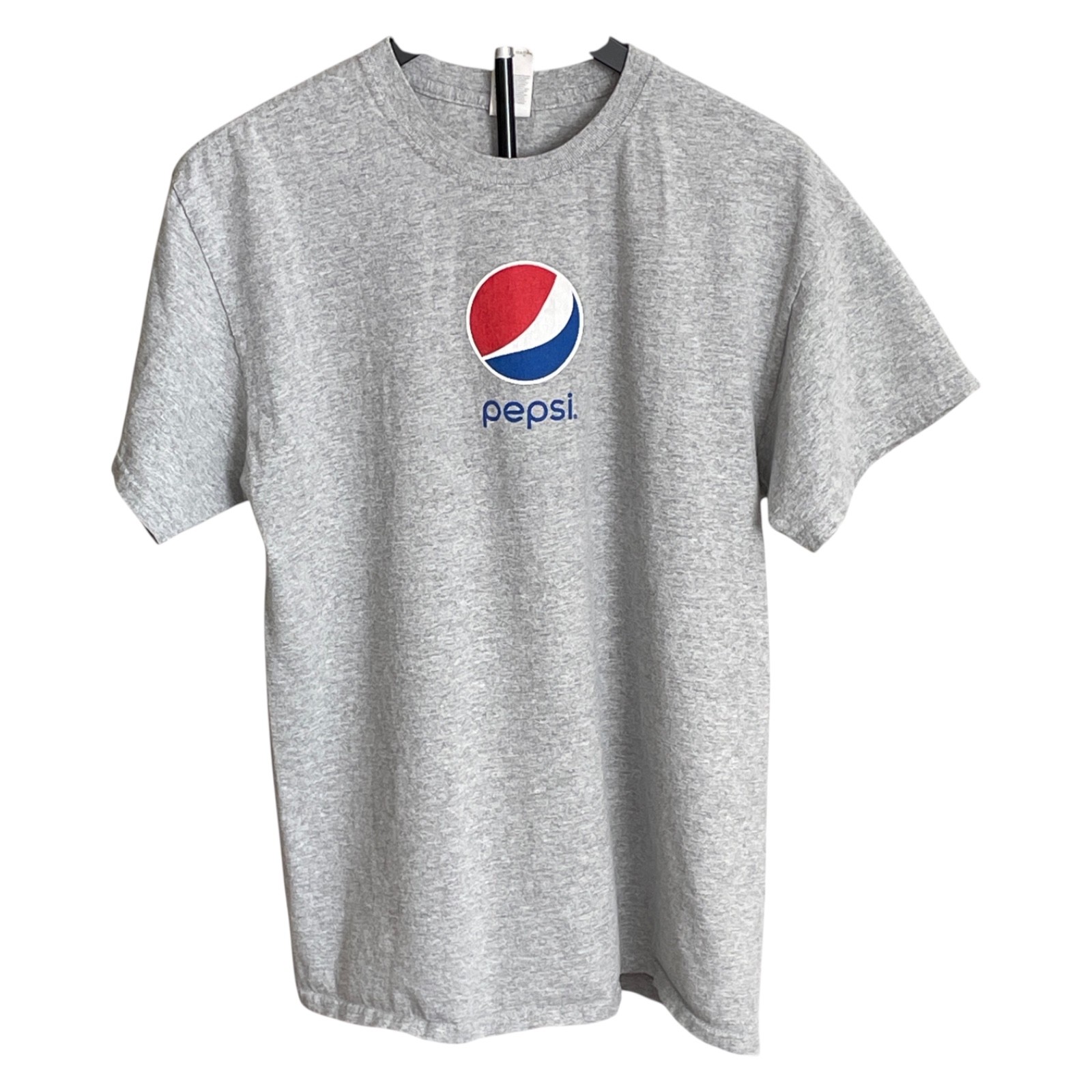 Pepsi Logo Graphic T-Shirt Men’s Large Gray Gildan Soda Brand Tee Classic