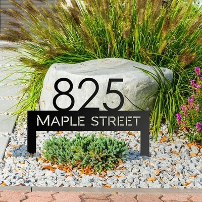 Metal House Number Sign with Stakes Custom Outdoor Address Sign Plaque Outdoor 